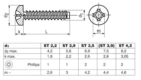 Blechschrauben 4,2 mm DIN 7981 Torx 4,2 x 6,5 bis 4,2 x 50 Edelstahl V2A 
