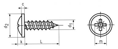 Linsen-Blechschrauben mit Bund und Kreuzschlitz H DIN 968 C